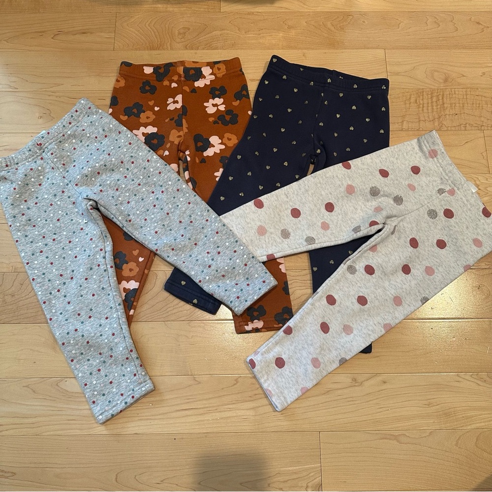 Carter's Bundle of 4 Girls Fleece Lined Leggings 4T